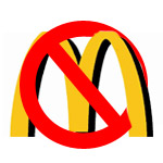 simbolo di divieto sopra al simbolo del Mc Donald's